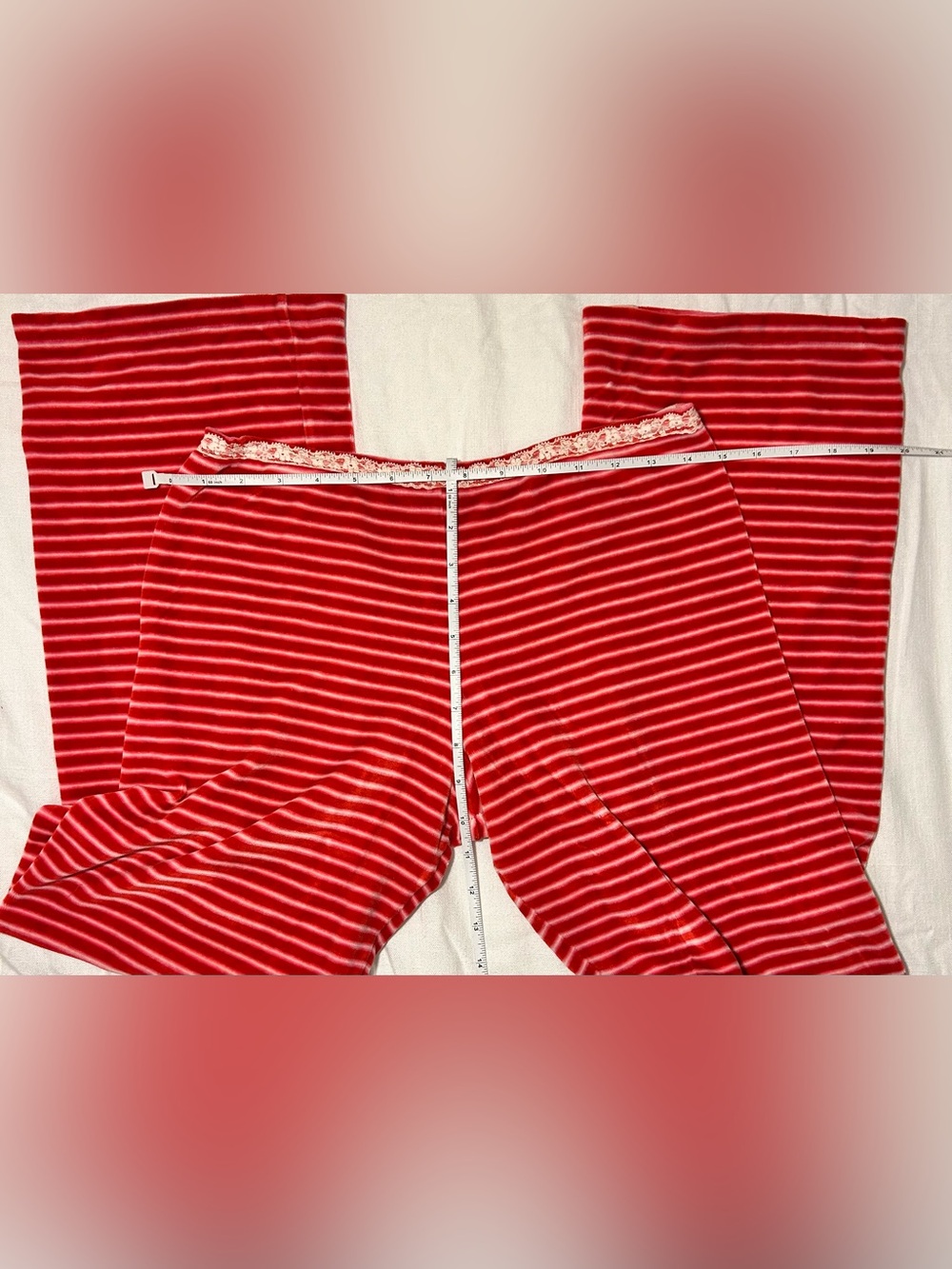 Victoria Secret Red Striped Lace-Trim Women's Camisole & Pant Pajama Set - Picture 10 of 14